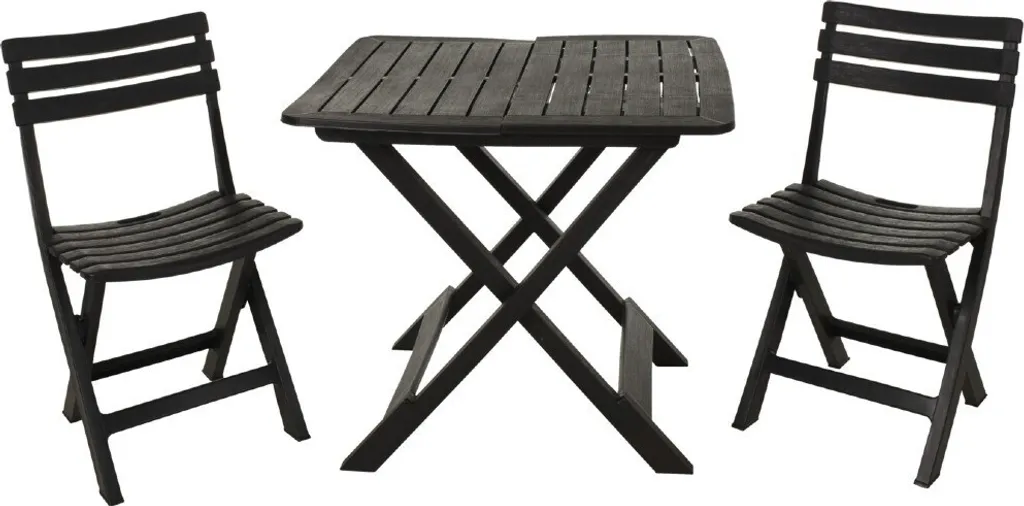 Mobilier de Jardin pour Petit Espace Ensemble Table et Chaises Anthracite