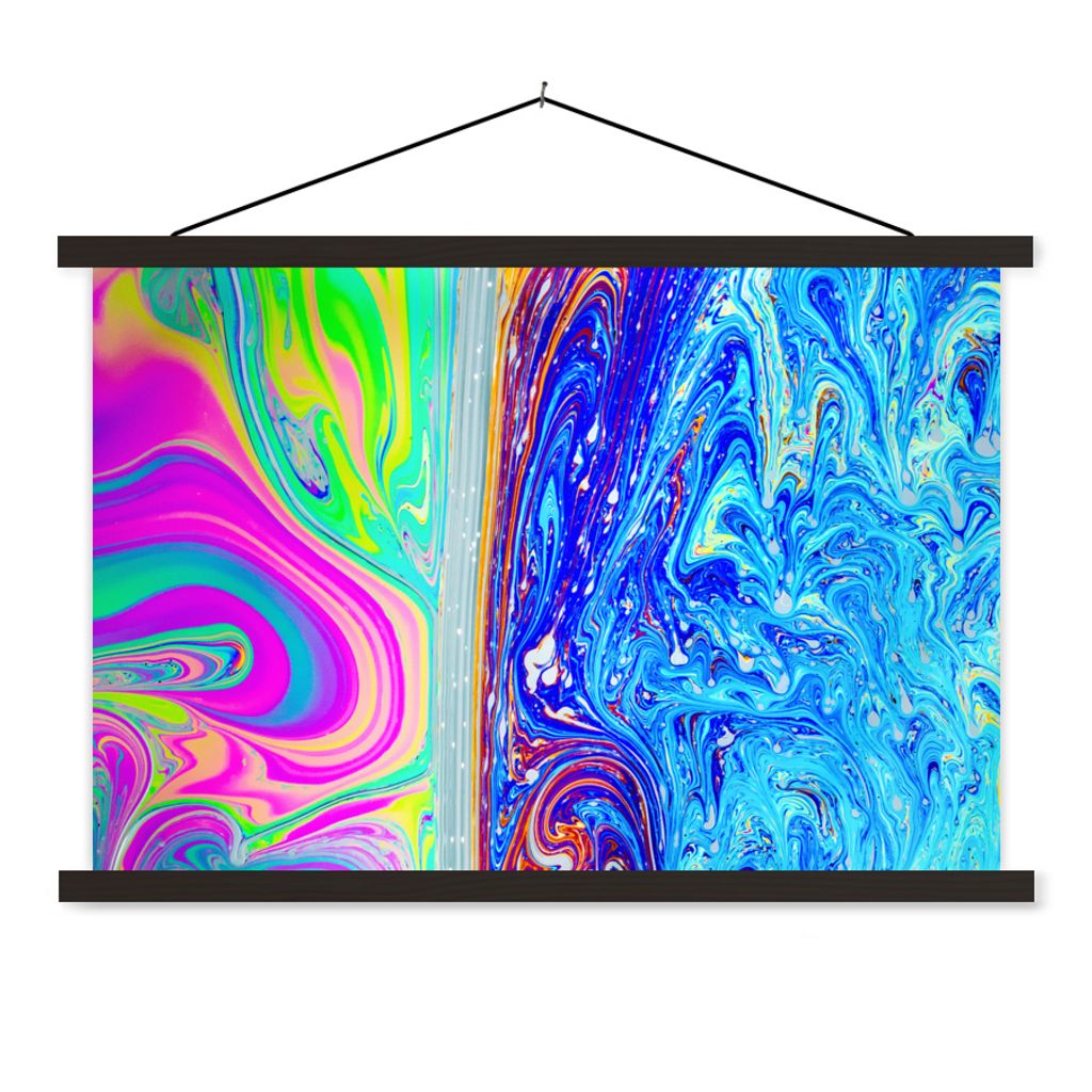 MuchoWow Textilposter Formen - Farbe - Kunst - Psychedelisch 120x80 cm mit schwarzem Rahmen - Wanddeko