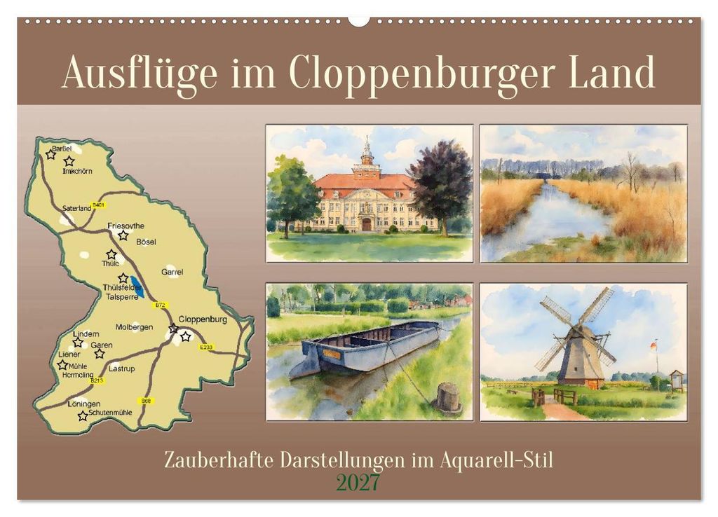 Ausflüge im Cloppenburger Land (Wandkalender 2027 DIN A2 quer), CALVENDO Monatskalender
