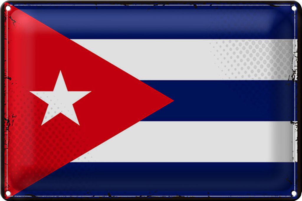 Blechschild Flagge Kuba 30x20cm Retro Flag of Cuba