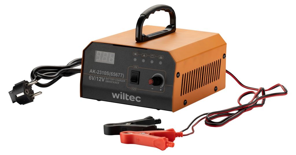 Wiltec Ladegerät 6-12 V, Batterieladegerät mit variabler Stromstärke 3–10A, 10-150 Ah für Autobatterie Kfz und Motorrad, intelligenter Lader ...