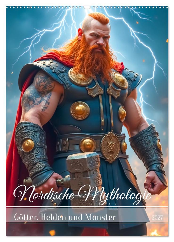Nordische Mythologie - Götter, Helden und Monster (Wandkalender 2027 DIN A2 hoch), CALVENDO Monatskalender