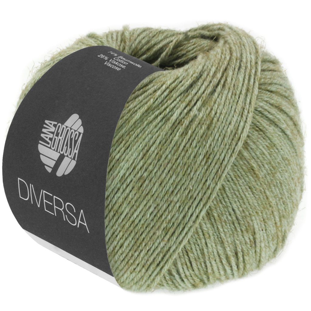 A ball of green yarn with a dark label.