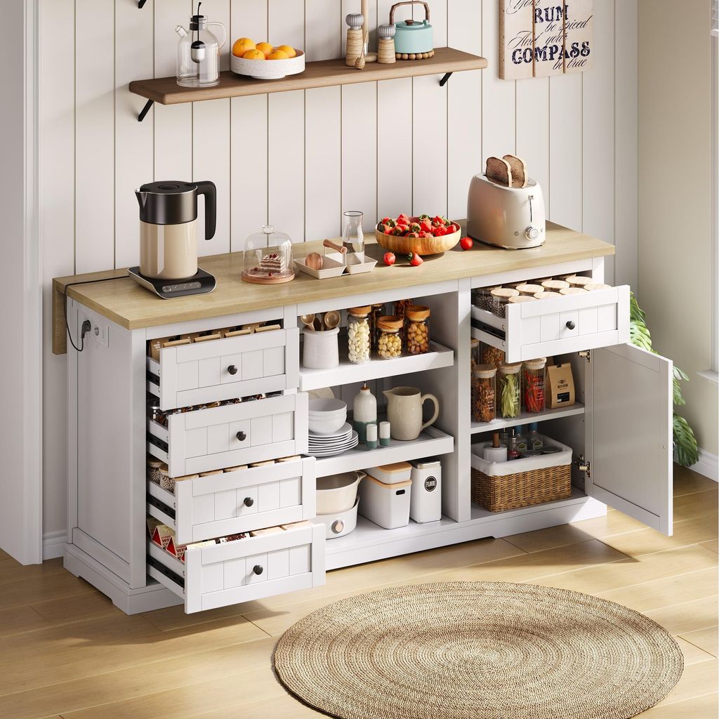 Wyspa kuchenna Merax 150x65x75cm, kredens z 5 szufladami i Zdjęcie produktu 