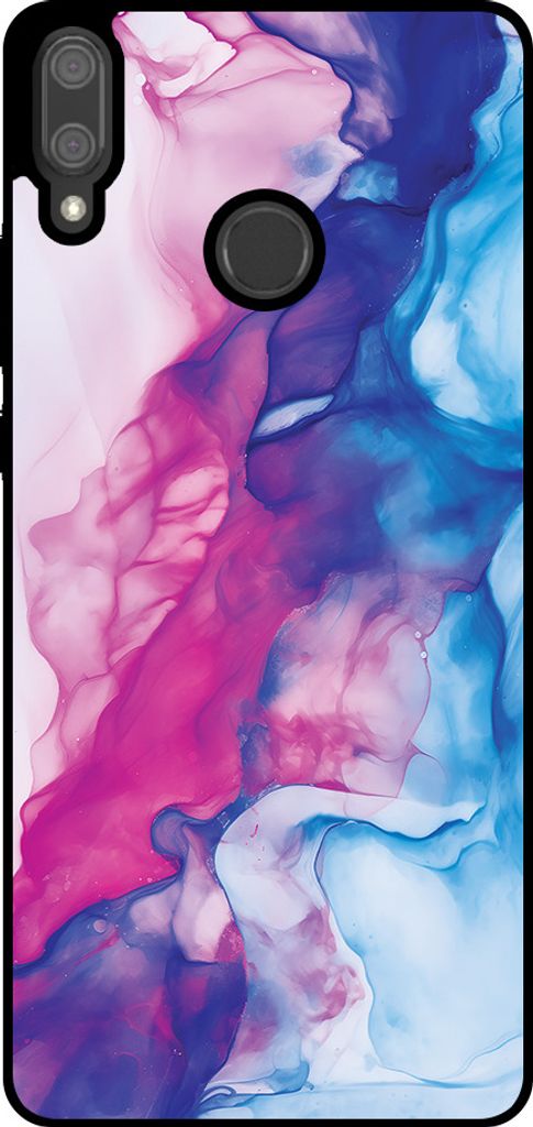 Smartphonica Telefon Fall fit für Huawei Y9 (2019) mit rosa blau Marmor Print - TPU Backcover Fall Rose blau Marmor Design