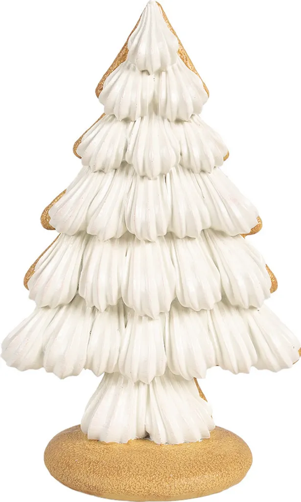 Clayre & Eef Sapin de Noël 17x11x26 cm en Polyrésine Beige Décoration