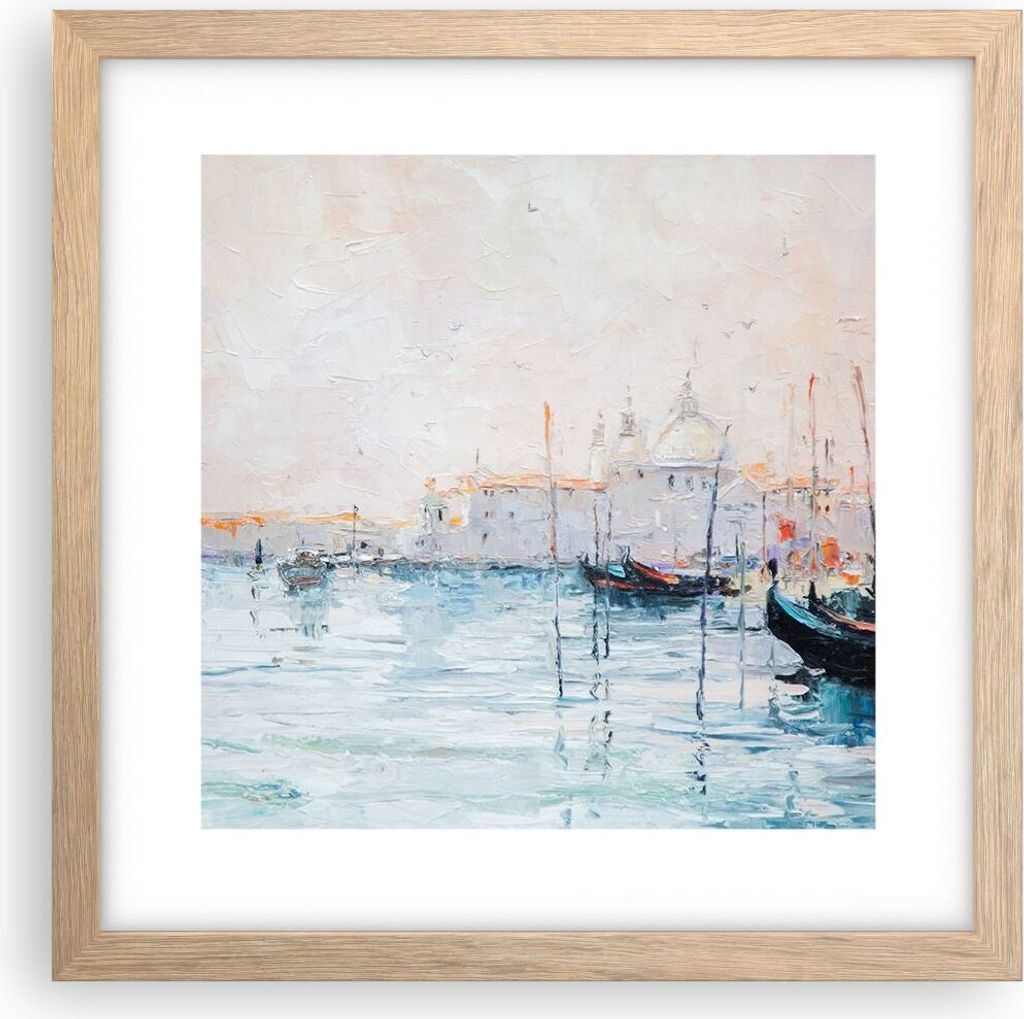 Gerahmtes Poster - Rahmen in heller Eiche - Venedig Basilika - 30x30 cm - Wand Bild - Wanddeko - Wandbilder - Kunstposter - Wandposter - Bilderrahm...