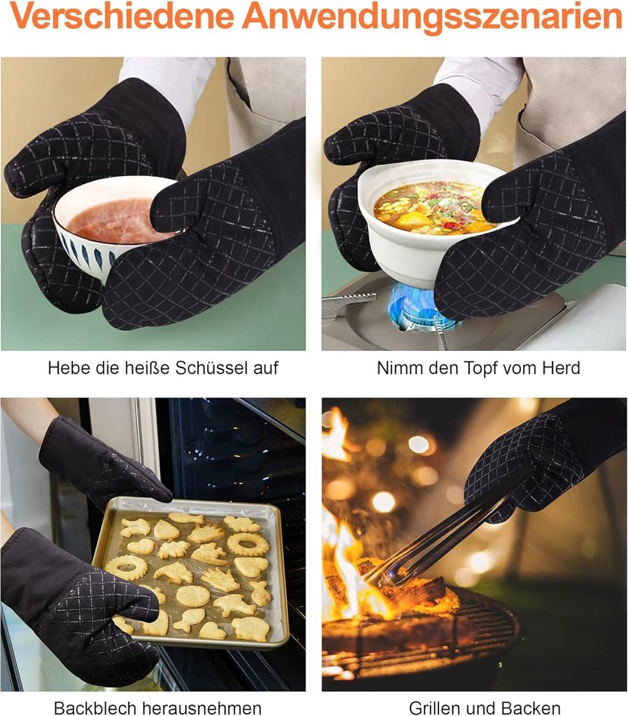 AVANA Grillhandschuhe Ofenhandschuhe Hitzebeständig bis zu 800 ° C, Backhandschuhe AVANA Grillhandschuhe Ofenhandschuhe Hitzebeständig bis zu 800 ° C, Backhandschuhe