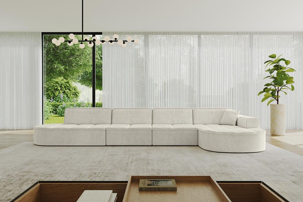 ALTDECOR Ecksofa in L- Form TARO-L3 - 413x171x79,5 cm Hellgrau - Corner Sofa Bett Eckcouch Couch Wohnlandschaft Cauchsofa