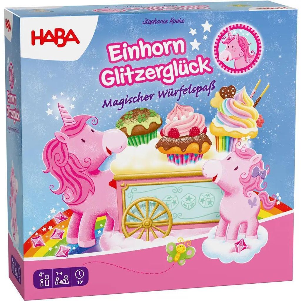 HABA Kinderspiel Würfelspiel Einhornglitzerglück Magischer Produktbild 