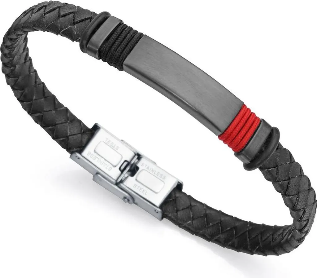 Bracciale Uomo Viceroy 6480P01010 Magnum - Pelle Nera e Acciaio IP Gun