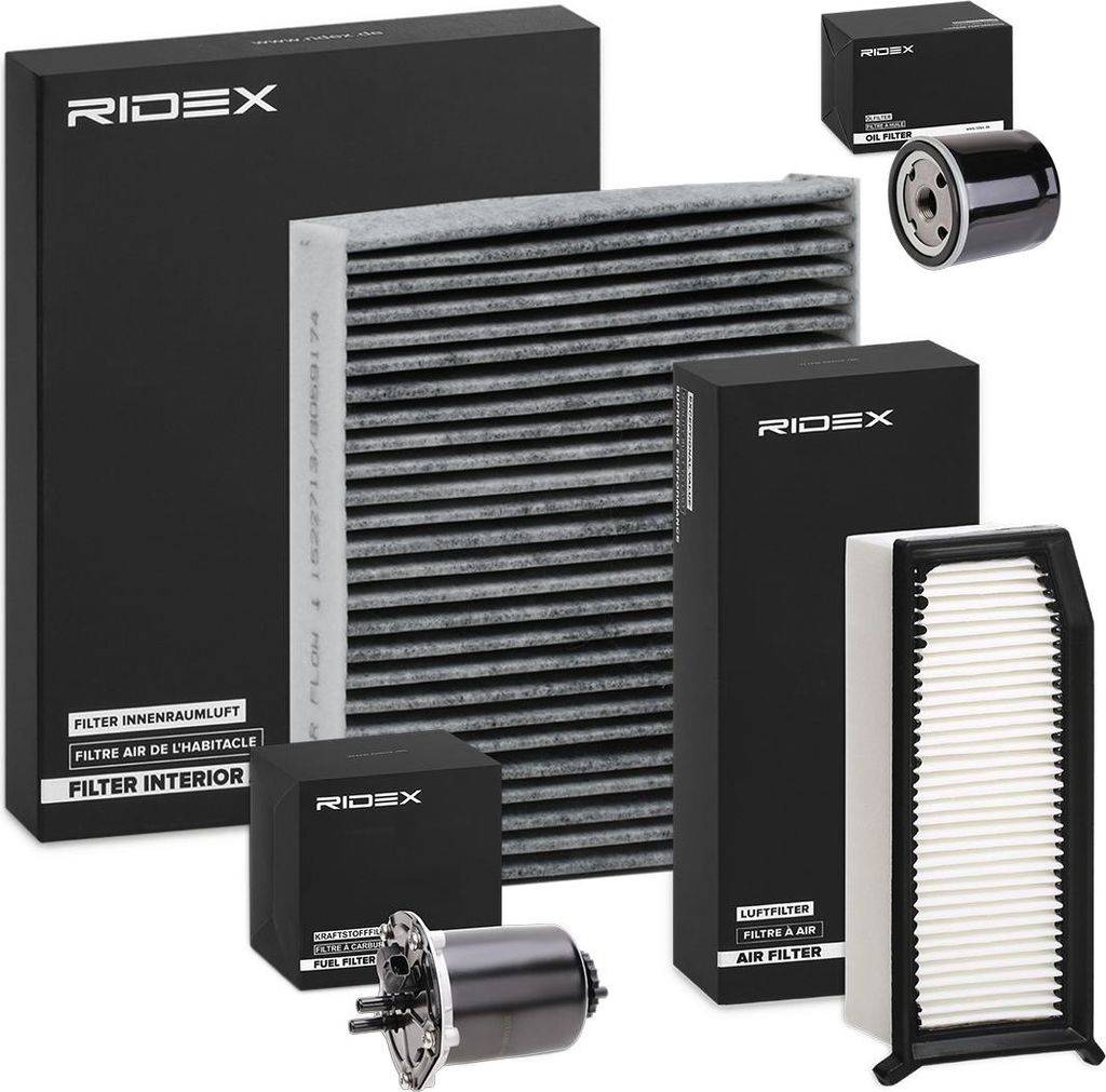 RIDEX Filterset Inspektionspaket Filtersatz für RENAULT Clio IV Schrägheck (BH) Captur (J5, H5) Clio IV Grandtour (KH) CLIO IV Kasten Duster (HM)