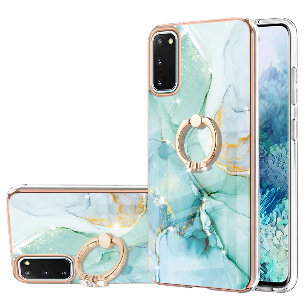 Cover Samsung S20 Protezione TPU Marmo Caffè e Supporto Ring