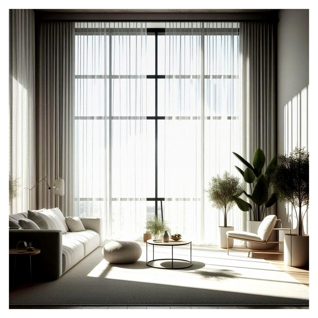 Gardinen Voile weiß halbtransparent mit Kräuselband und Bleiband für Fenster im Wohnzimmer, Schlafzimmer, Kinderzimmer und Hotelzimmer in versch...