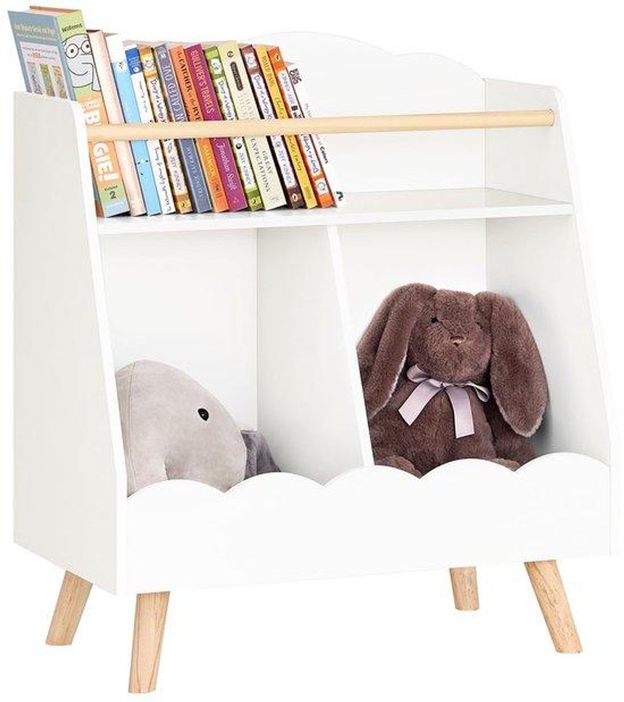 Weißer Kinder Bücherregal mit Drei Fächern für Spielzeug und Bücher