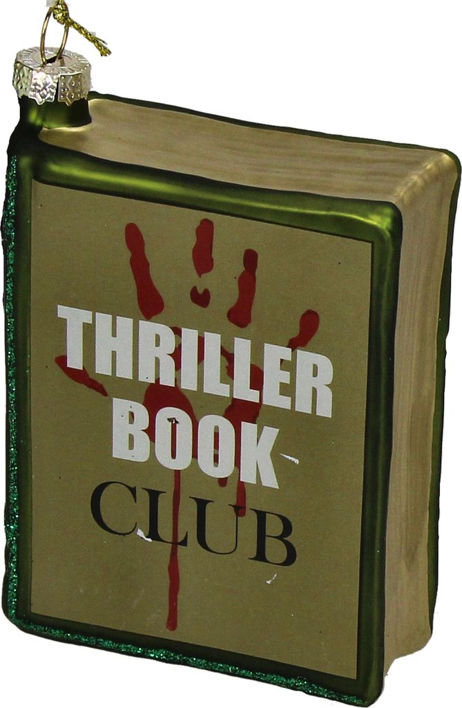 Christbaumschmuck Glas 10cm Buch Thriller Figur Grün