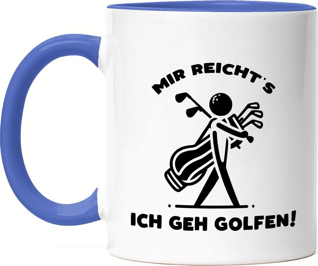 Mir reichts ich geh Golfen Silhouette Golfbag Tasse Blau - Golfplatz Freude