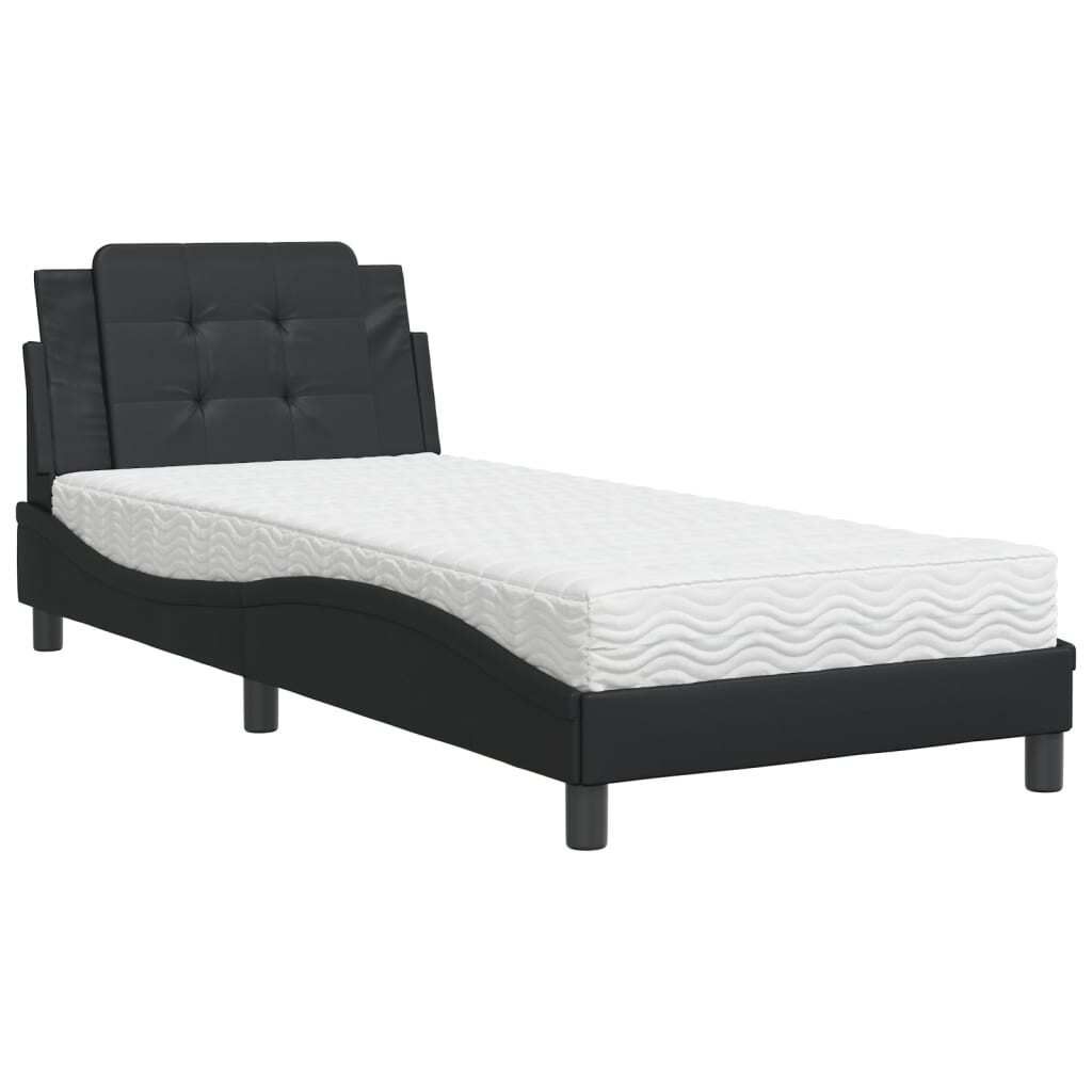 "SALE 2026"Bettgestell Stylishces - Einzelbett/Jugendbett mit Lattenrost - ohne Matratze - "Zadar" Schwarz 90x190cm Kunstleder - Klassische Betten ...