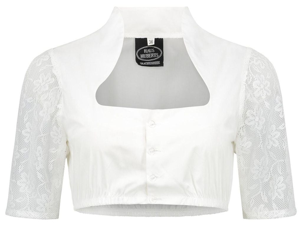 Dirndlbluse weiß mit langen Spitzenärmeln, Groesse:38 Produktbild 