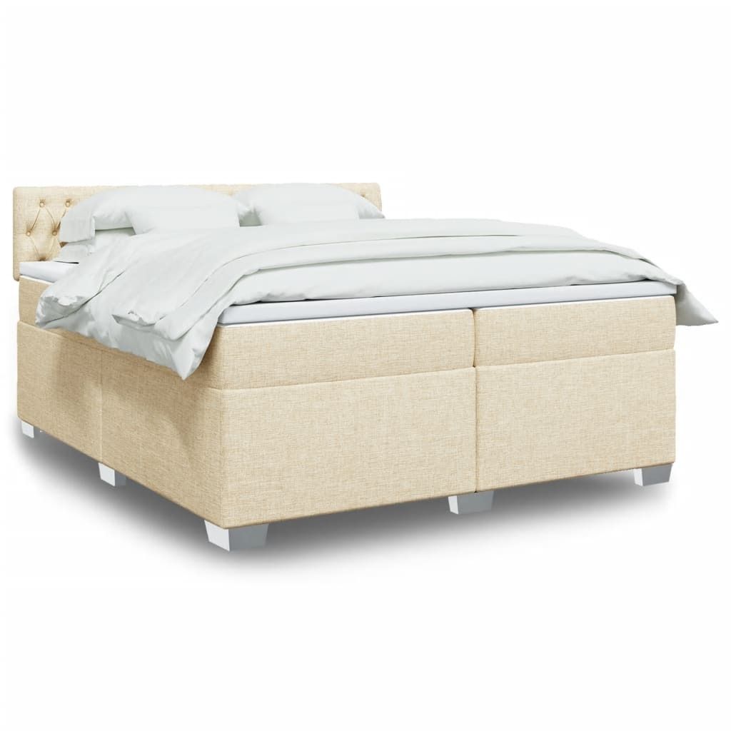 Maison Exclusive - Boxspringbett mit Matratze Creme 200x200 cm Stoff