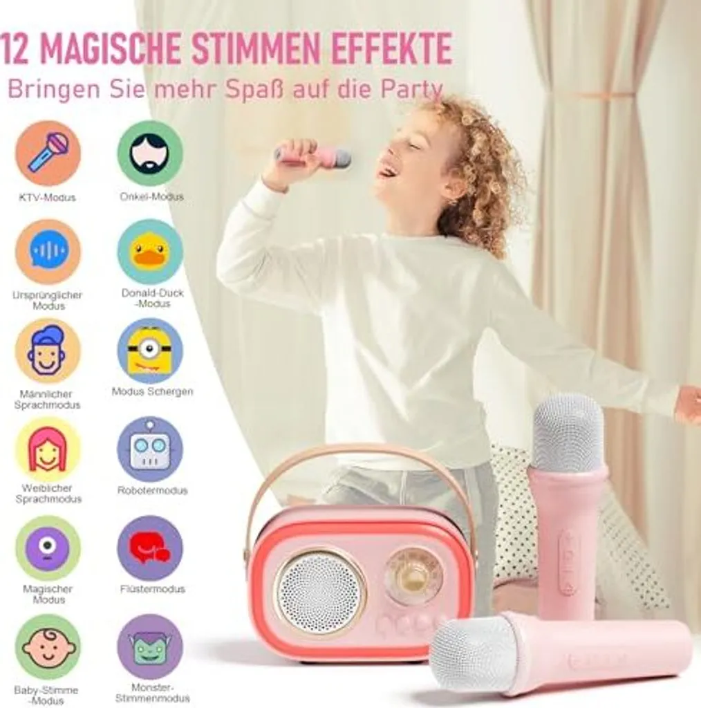 Mini Karaoke Machine Microfono wireless e set di altoparlanti
