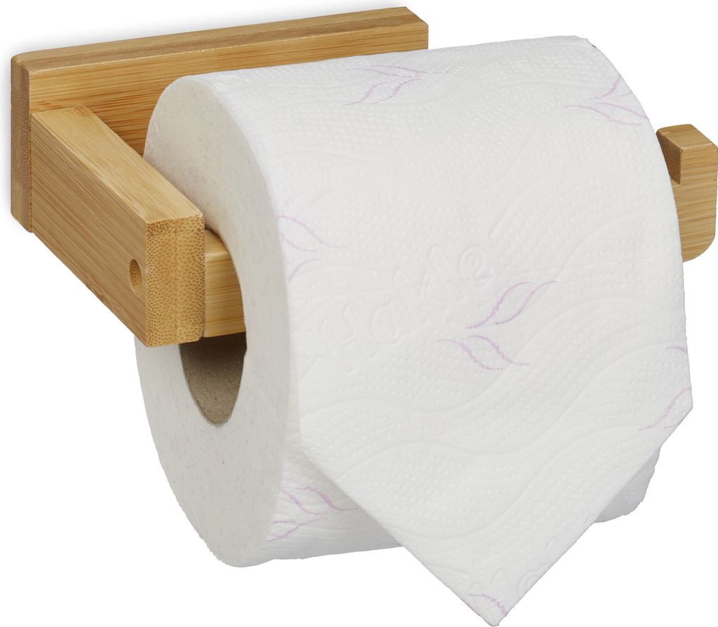 Relaxdays Toilettenpapierhalter Bambus, Klopapierhalter Produktbild 