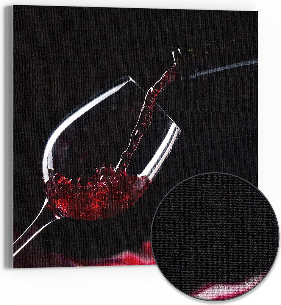 DEQORI Hybrid Leinwand Bild 50x50 cm 'Rotwein ins Glas Produktbild 