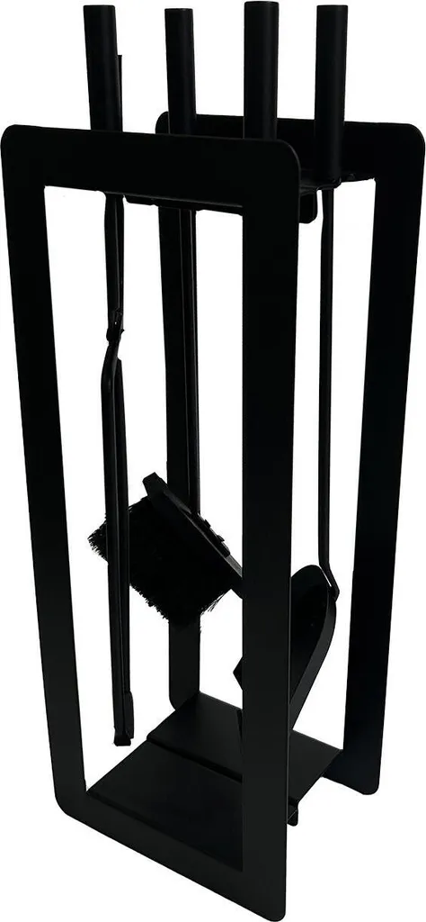 Set de cheminée 4 pièces métal noir 60cm avec support stable et robuste