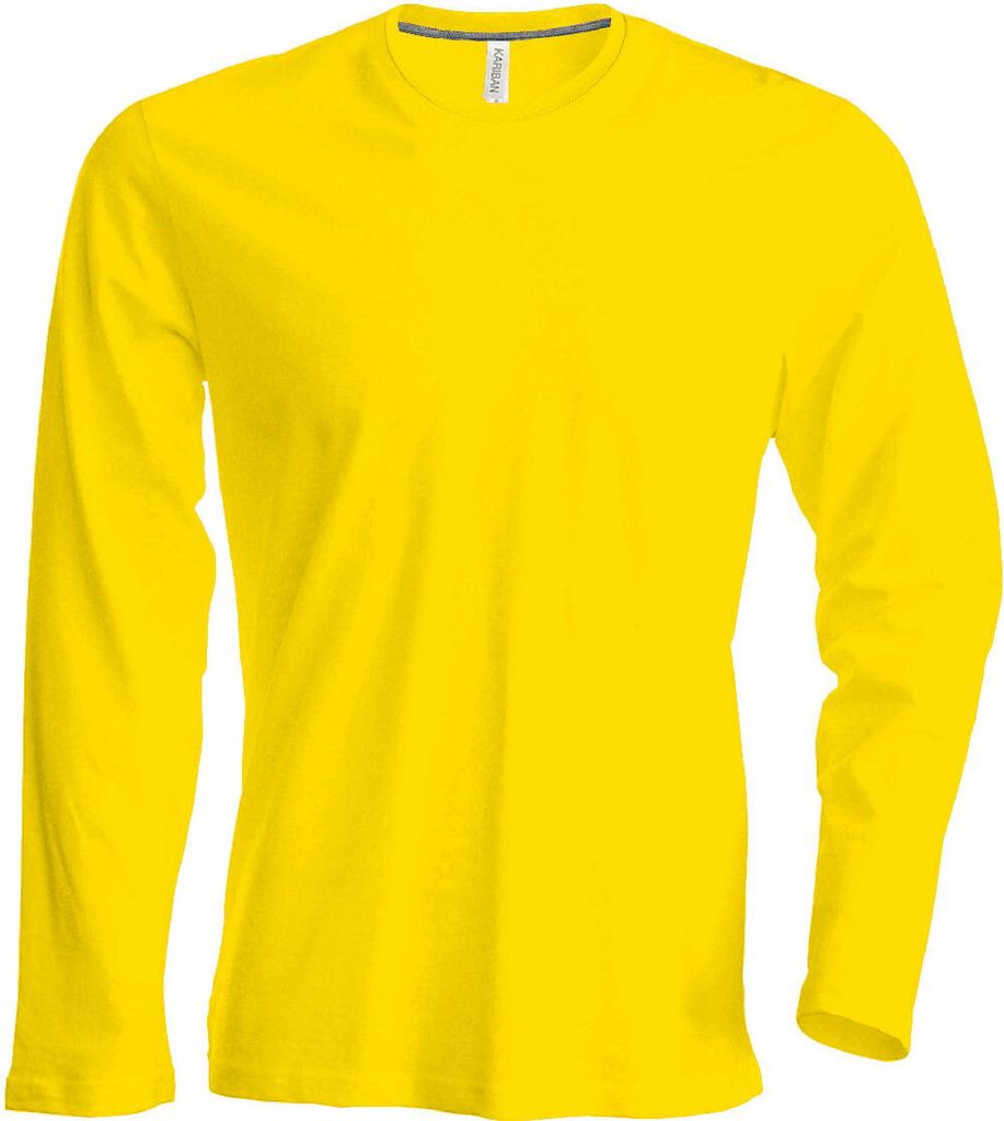 Kariban Herren Langarmshirt Longsleeve Long Sleeve T-Shirt Baumwolle, Größe:XL, Farbe:Gelb