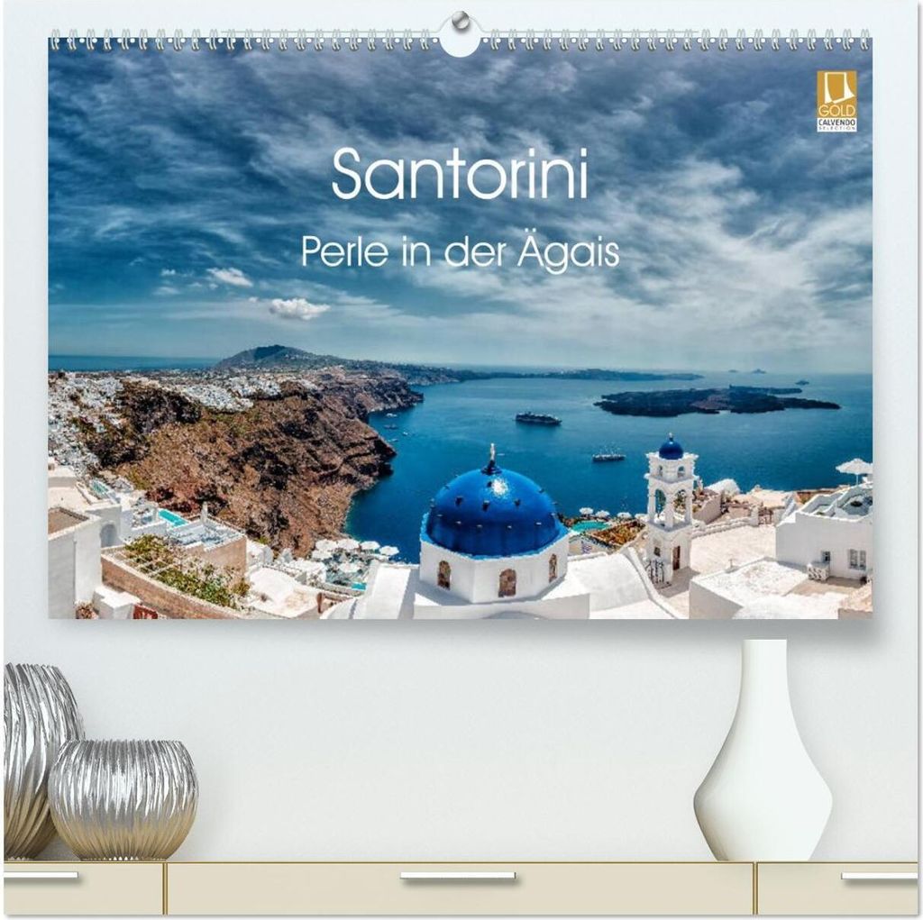 Santorini - Perle in der Ägais (hochwertiger Premium Wandkalender 2026 DIN A2 quer), Kunstdruck in Hochglanz
