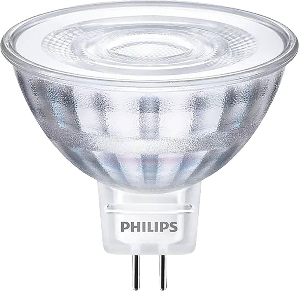 A close-up studio shot of a Philips LED light bulb.
