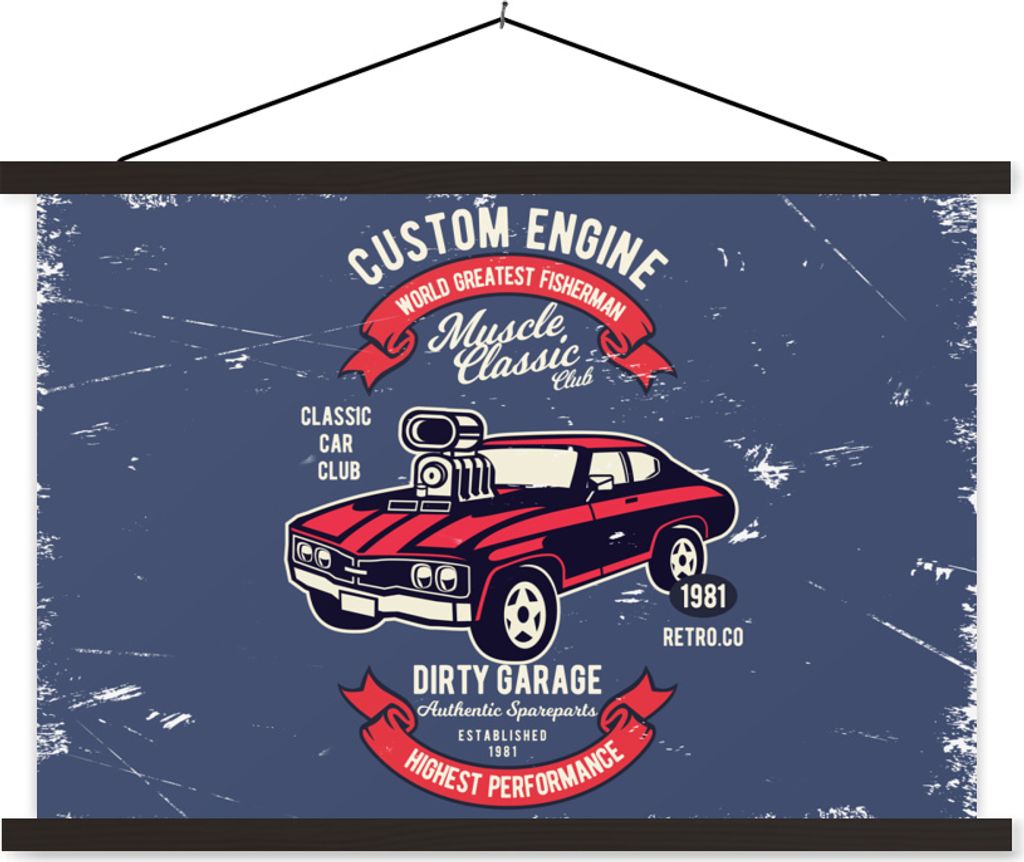 MuchoWow Textilposter Auto - Motorrad - Oldtimer - Zitat 150x100 cm mit schwarzem Rahmen - Schlafzimmer
