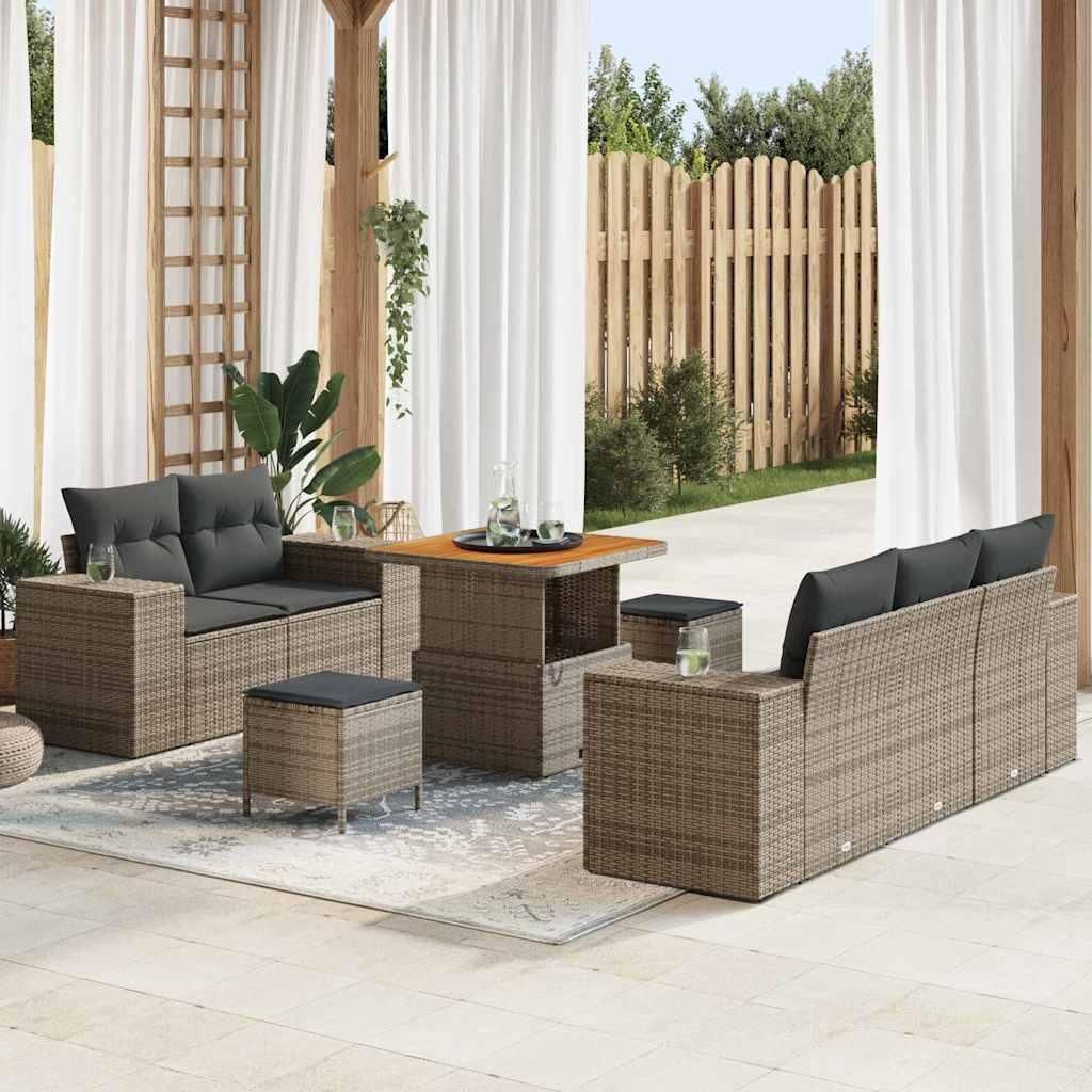 Maison Exclusive - Gartensofa-set 8 pcs Grau Poly-Rattan