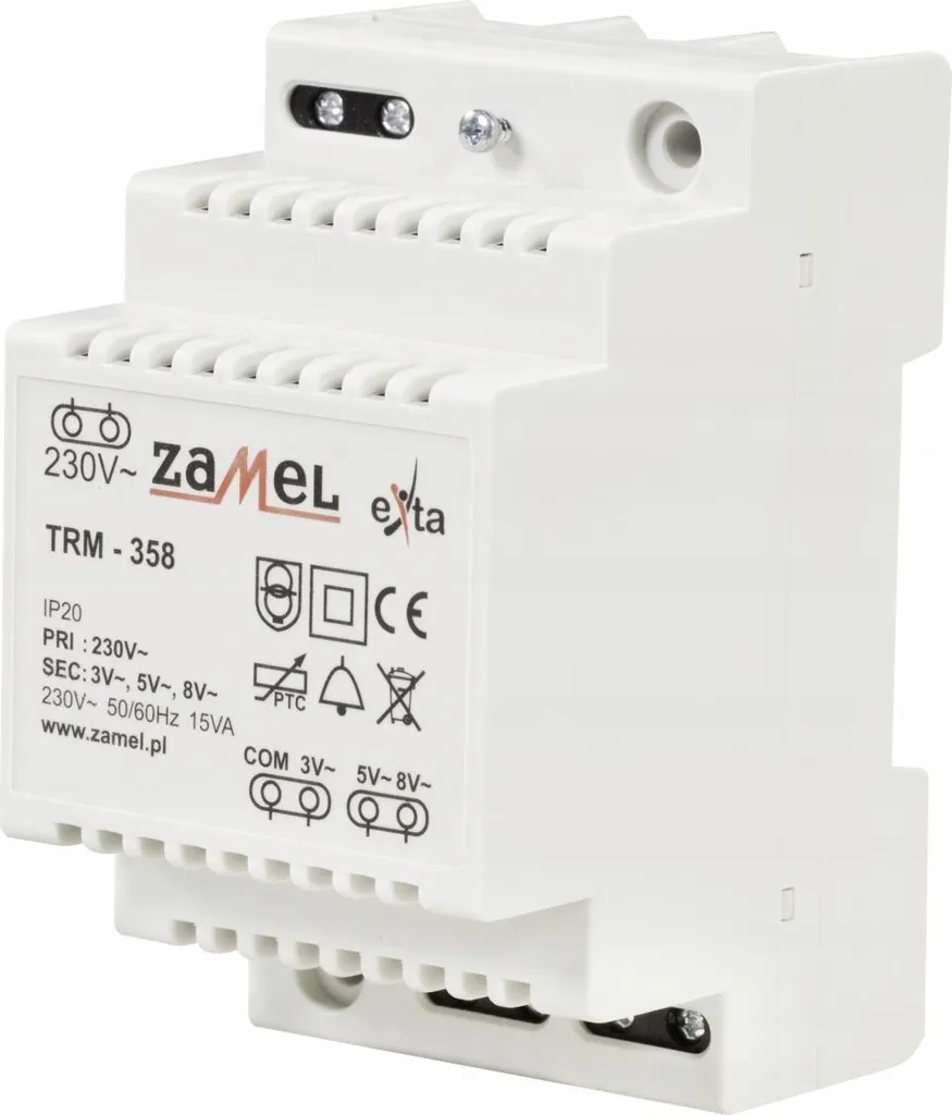 Transformateur de sonnerie 230V rail DIN IP20 Zamel pour tableau électrique - 2