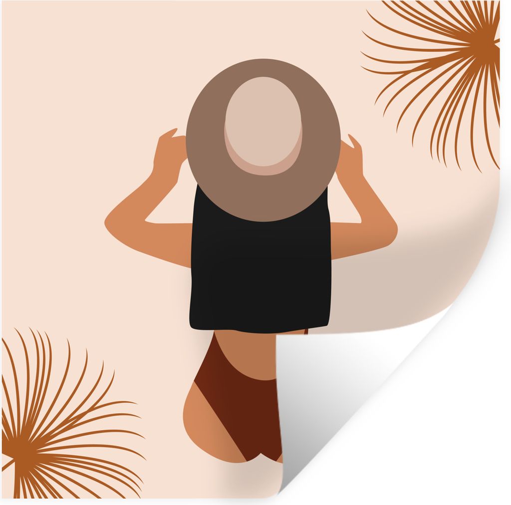 MuchoWow Wandtattoo Wandsticker Wandaufkleber Sommer - Blätter - Pastell 50x50 cm Selbstklebend und Repositionierbar - Selbstklebend - Fototapeten