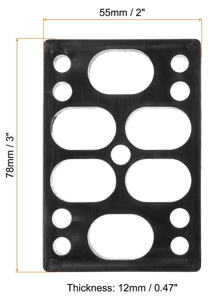 1/2" Skateboard Riser Pads, 2er Pack Polyurethan3x2" Skateboard Riser Pads geneigte Keilsto?d?mpfer fš¹r Skateboard Truck, Schwarz