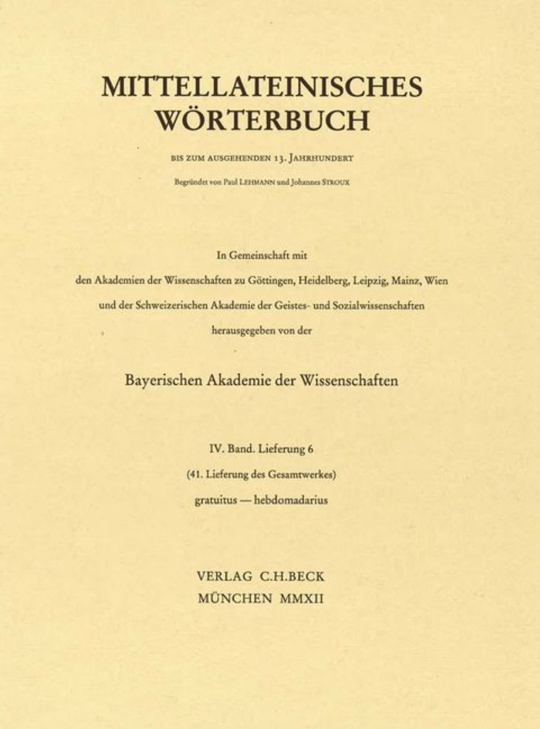 Mittellateinisches Wörterbuch Bd.4 Lfg.41