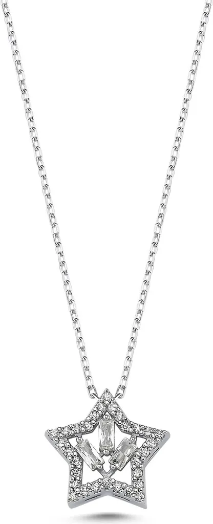 Collier Argent 925 Anti-Ternissement Pendentif Étoile sans Nickel