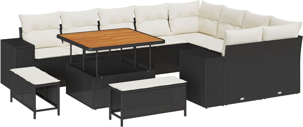 "2025"Cloris Garten Sofa Set Set aus 5 Schwarz Rattan Groß Verstellbare Füße - Gartensofas 243677