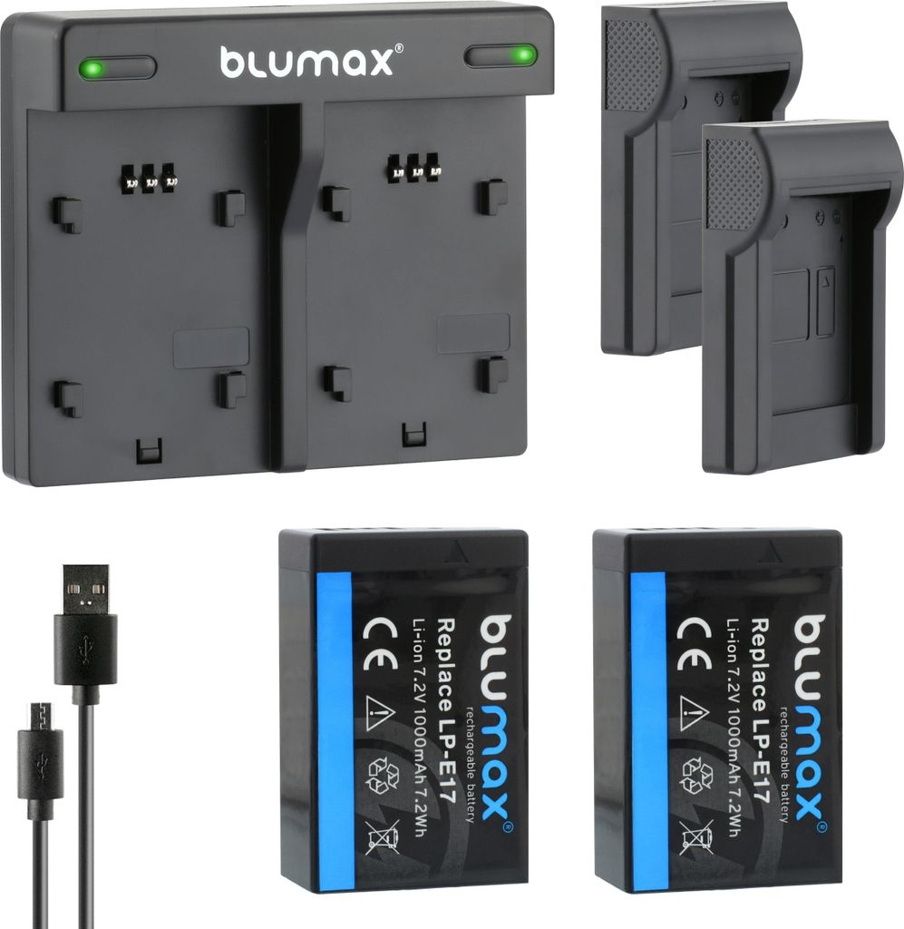 2x Akku + Lader für Canon LP-E17 EOS RP M3 M6 750D 760D R8 R10 R50 1000 mAh
