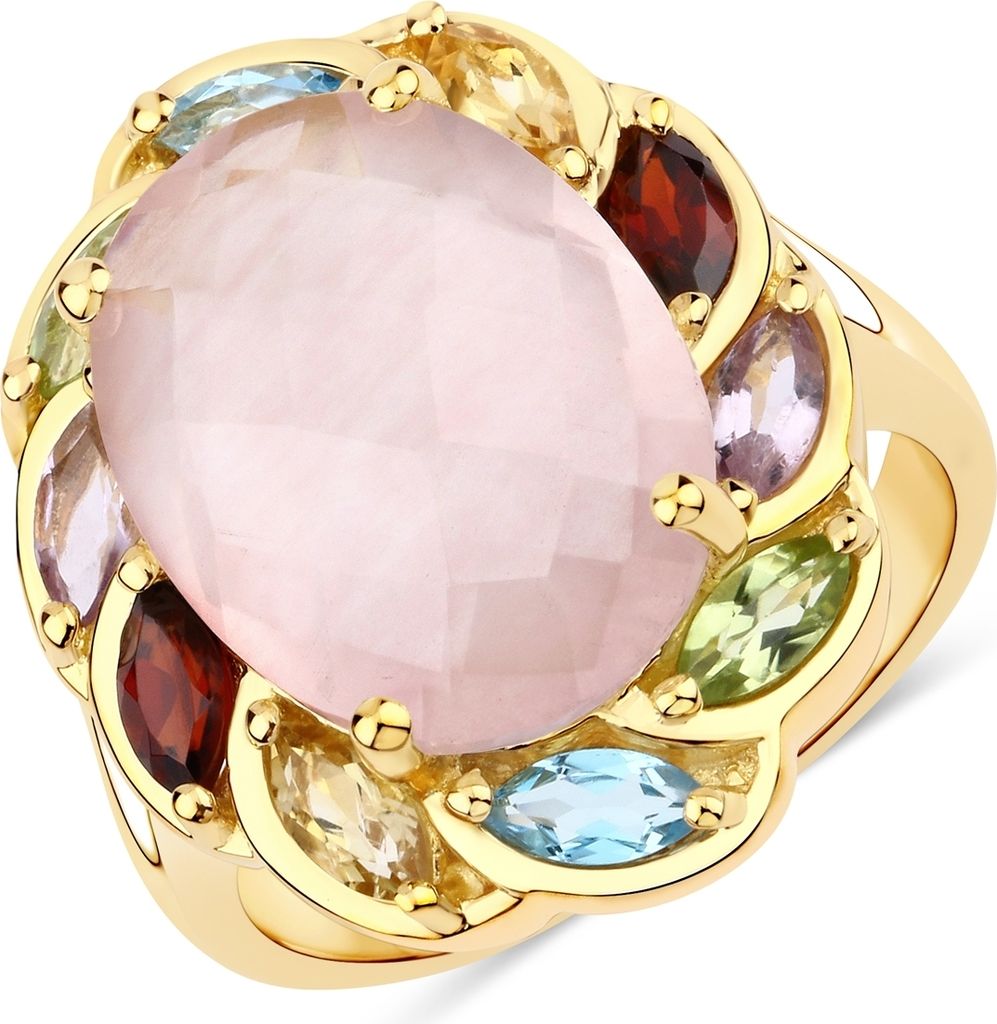 Ring Sterling Silber gelbvergoldet Edelsteine multicolor 50