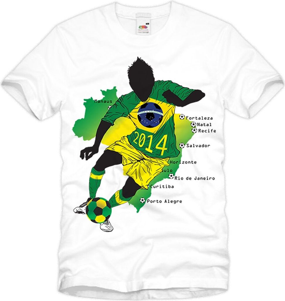 style3 WM Brasilien Fußball T-Shirt für Herren in verschiedenen Farben S-3XL