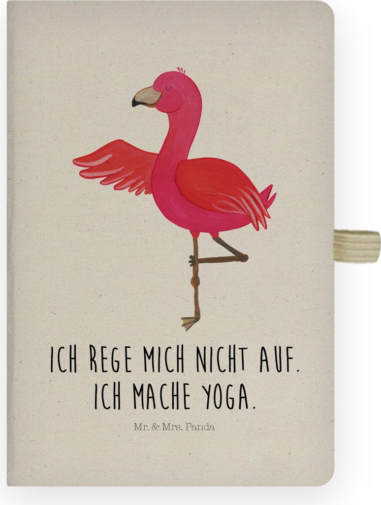 Mr. & Mrs. Panda Tagebuch Flamingo Yoga - Transparent - Geschenk, Yogi, Achtsamkeit, skizzenbuch a4, Baum, Namaste, notizbuch, Kladde, Adressbuch, ...