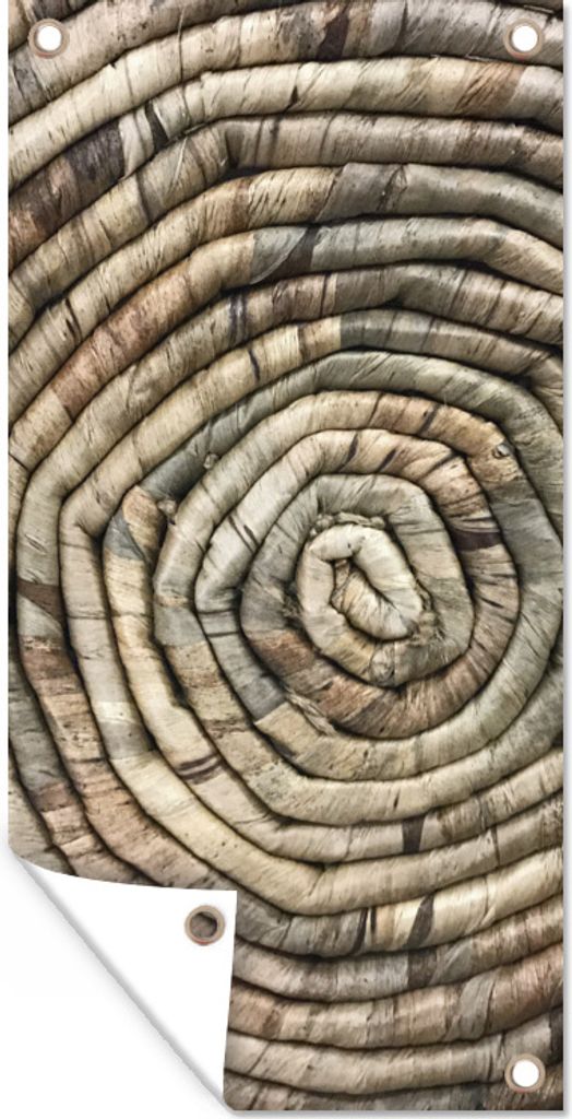 MuchoWow 40x80 cm Outdoor-Poster Gartendeko Sichtschutz Garten Poster für den Garten Kreis - Schilf - Korb