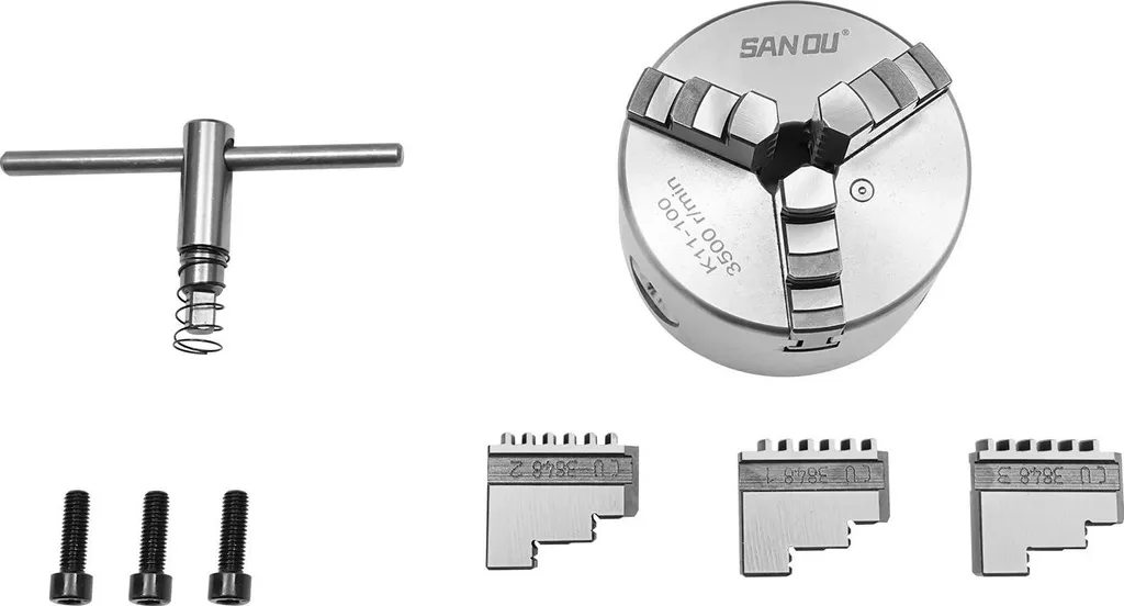 Mandrino - 3 ganasce autocentrante - 80 mm - Manuale - Per CNC e macchine utensili - Argento - 7