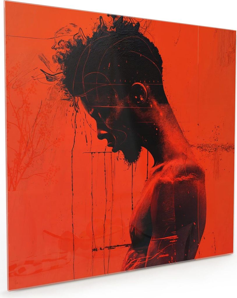 Küchenrückwand Spritzschutz Glas mit Motiv Dunkelrotes Profil 40 x 40 cm