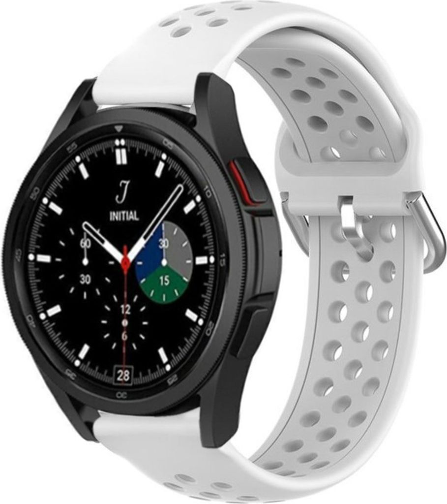 Strap-it Samsung Galaxy Watch 4 Classic 46mm Silikonarmband mit Löchern (Weiß)