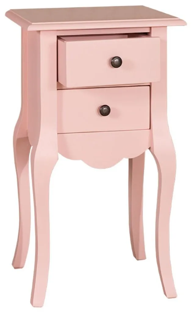 Table de nuit haute rose pour lit boxspring chambre style romantique