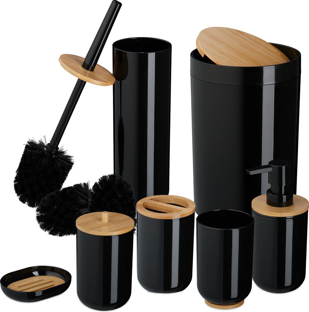 Relaxdays 10051136_46, Černá, Dřevo, Bamboo, Plast, Volně Obrázek produktu 