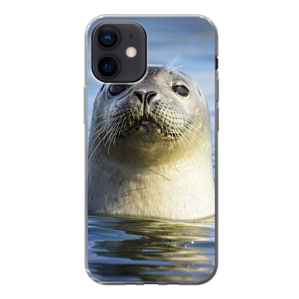 MuchoWow Handyhülle Schutzhülle Hülle für iPhone 12 Siegel - Porträt - Wasser Silikon Softcase Handy Hülle - Schutzhülle